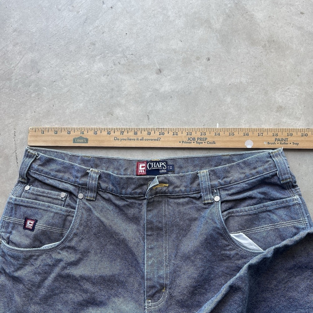 Vintage Ralph Lauren Denim Jeans Men 38x34 Blue Super Baggy Wide Leg Utility Y2K - Picture 6 of 8